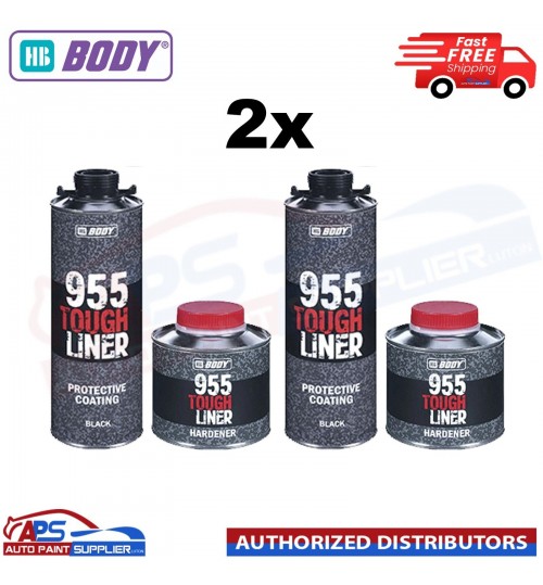 2X HB BODY 955 TOUGH BED LINER COATING 1 BOTTLE KIT - WITH HARDENER (BLACK)